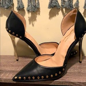 Studded black heel
